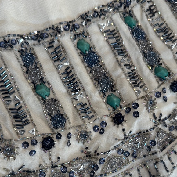 French Connection White Cold Shoulder Dress with Beaded Embroidery - Picture 3 of 7